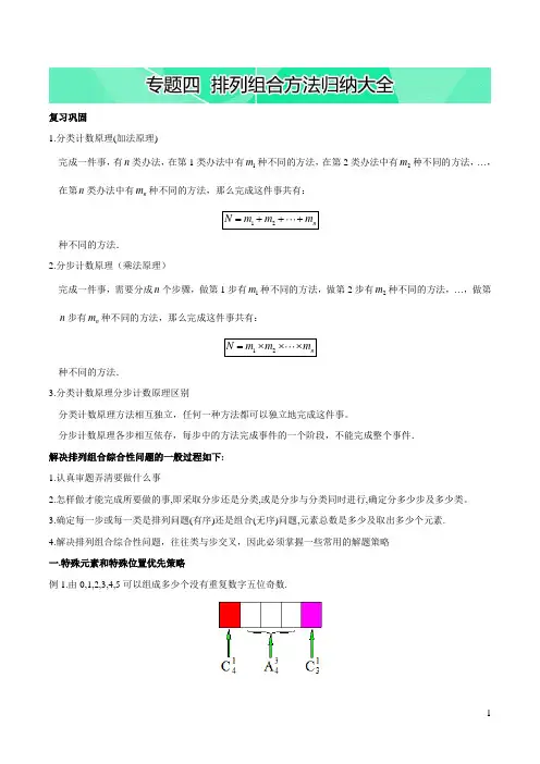 专题四  排列组合方法归纳大全