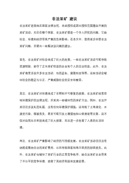 非法采矿 建议