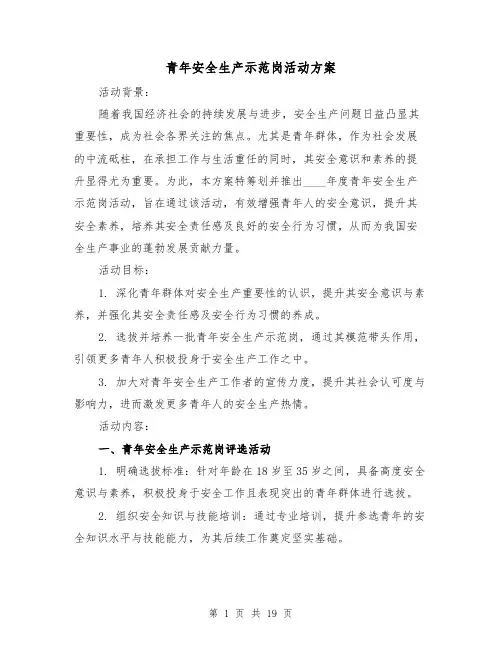 青年安全生产示范岗活动方案（6篇）