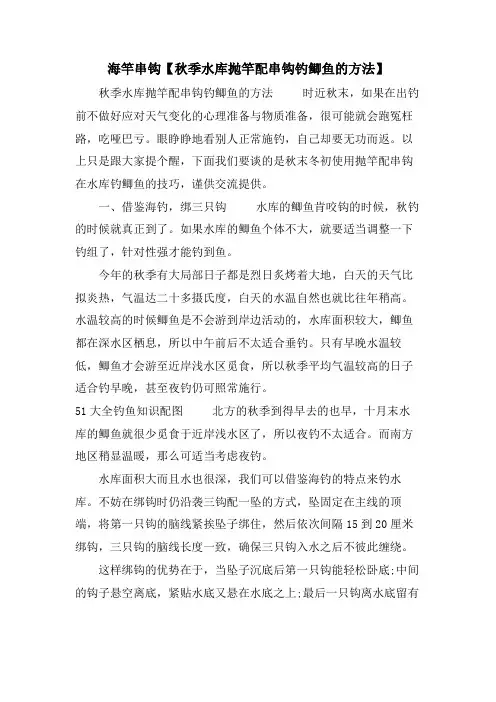 海竿串钩【秋季水库抛竿配串钩钓鲫鱼的方法】