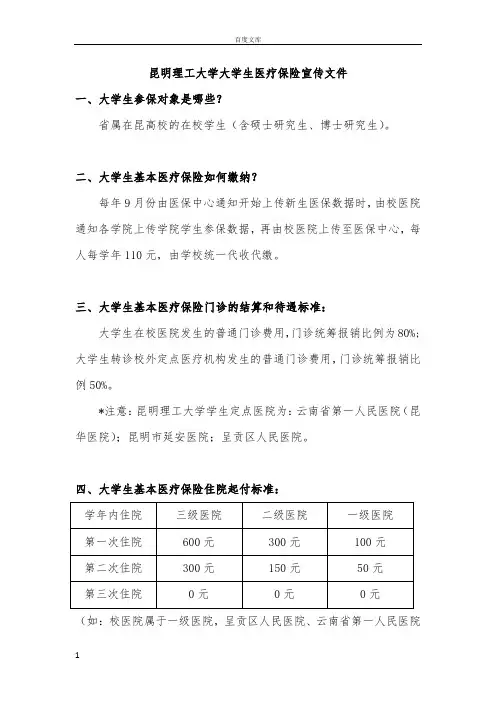 大学生医保宣传手册