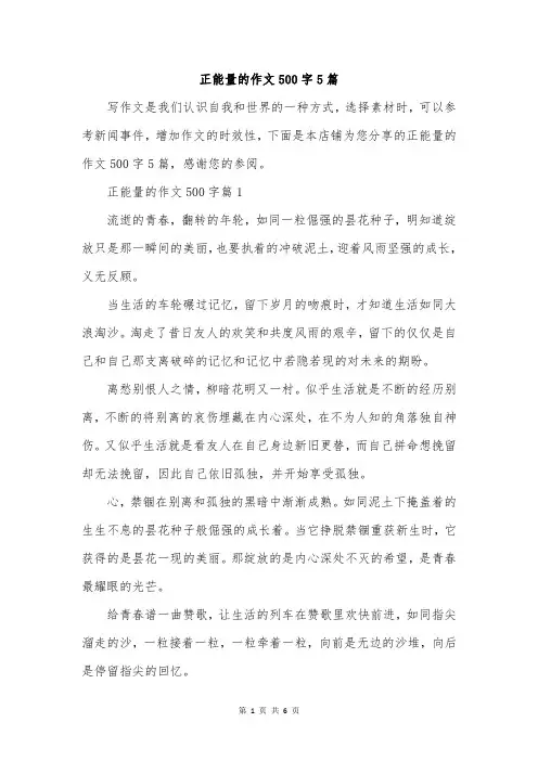 正能量的作文500字5篇
