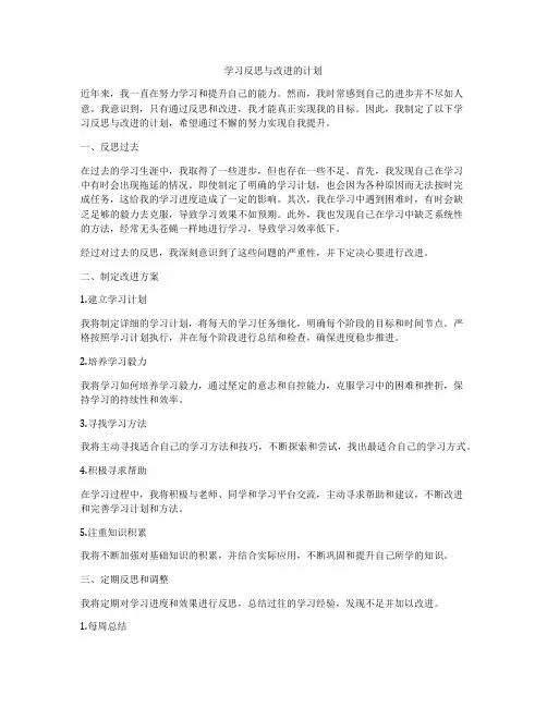 学习反思与改进的计划