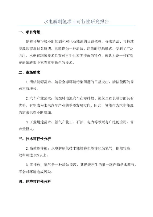 水电解制氢项目可行性研究报告