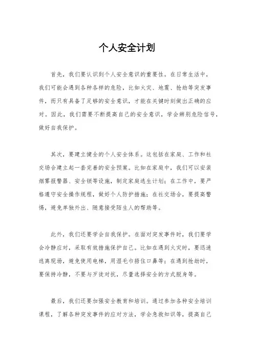 个人安全计划