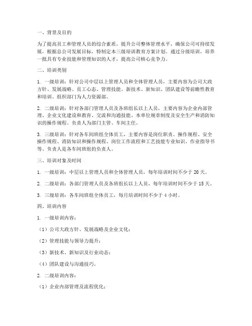 三级培训教育方案计划