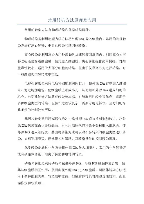 常用转染方法原理及应用