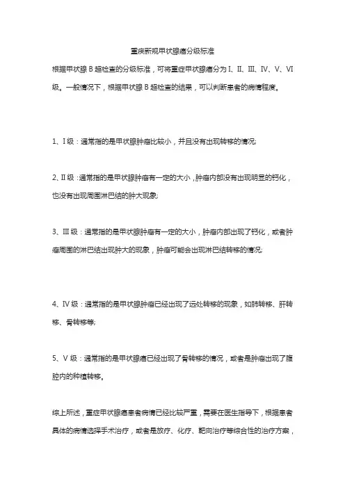 重疾新规甲状腺癌分级标准