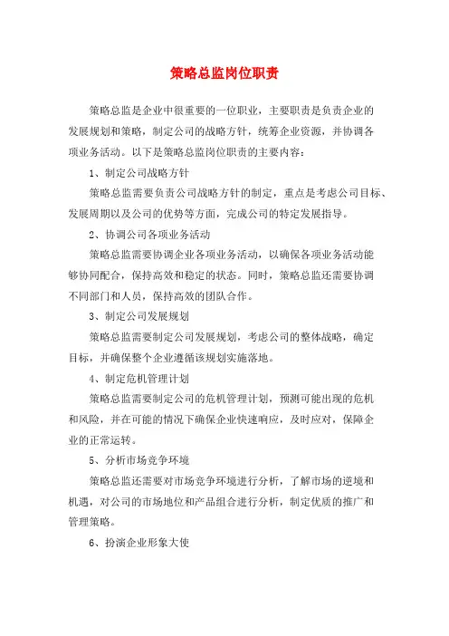 策略总监岗位职责