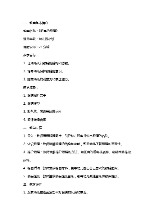 幼儿园小班《明亮的眼睛》教案