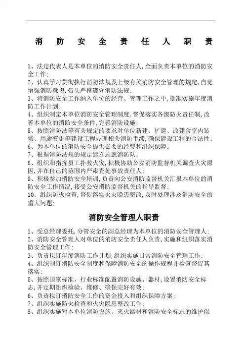 消防安全责任人职责