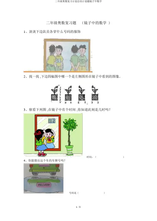 二年级奥数复习计划总结计划题镜子中数学