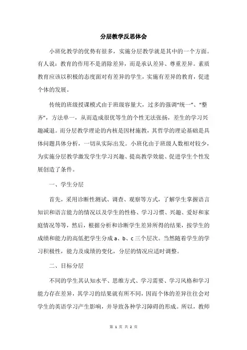 分层教学反思体会