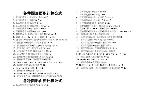 各种图形面积计算公式