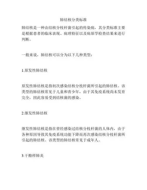 肺结核分类标准