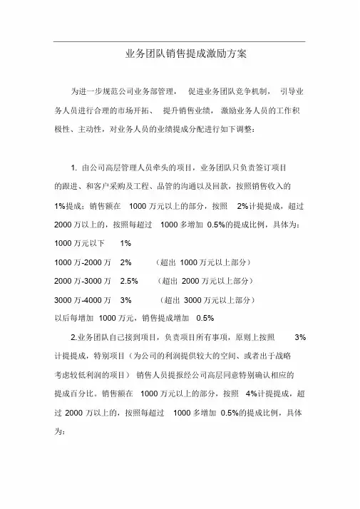 业务团队销售提成激励方案