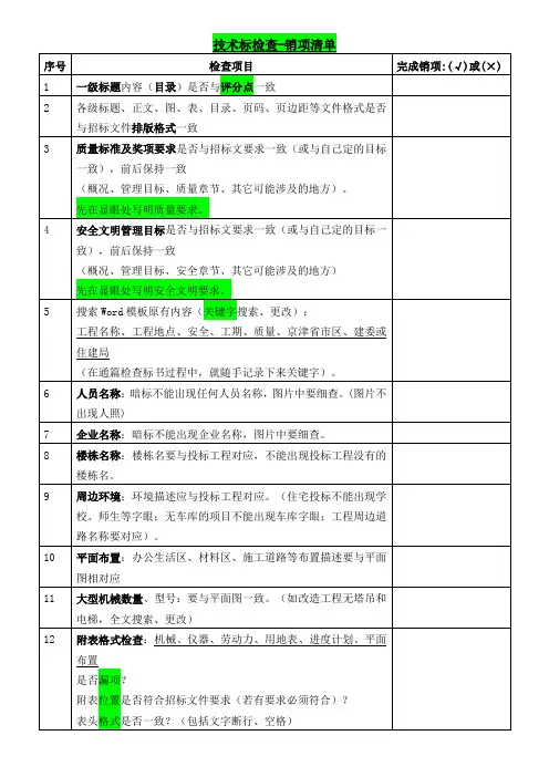 技术暗标重点注意事项