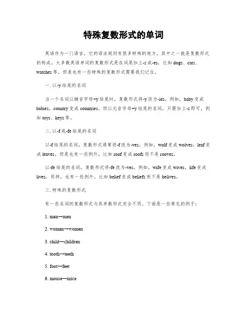 特殊复数形式的单词