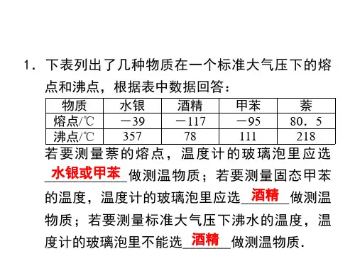 人教版九年级物理中考复习 专题4：温度、内能 课件 (共28张PPT)
