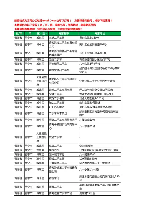2020新版青海省西宁市二手车工商企业公司商家名录名单联系电话号码地址大全79家