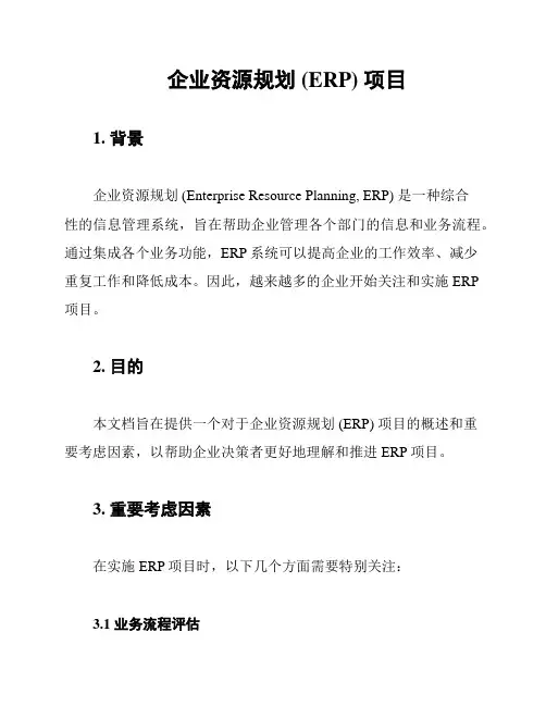 企业资源规划 (ERP) 项目