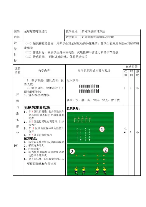 8组足球球感球性练习 公开课教学设计