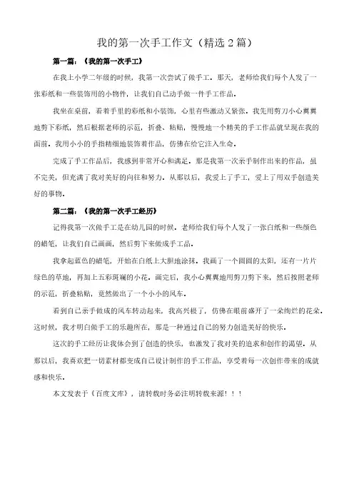 我的第一次手工 作文(精选2篇)