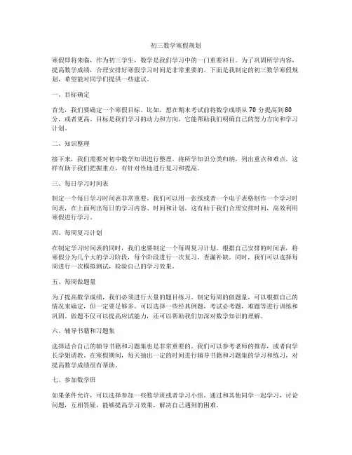 初三数学寒假规划