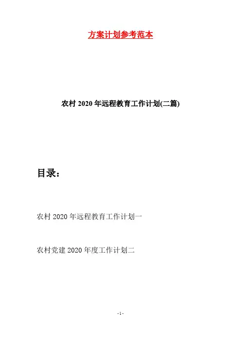 农村2020年远程教育工作计划(二篇)