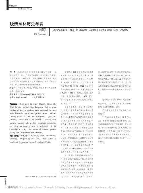 晚清园林历史年表