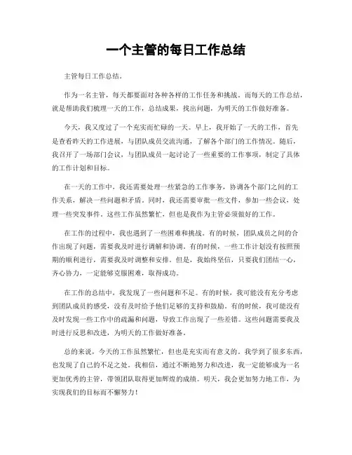 一个主管的每日工作总结