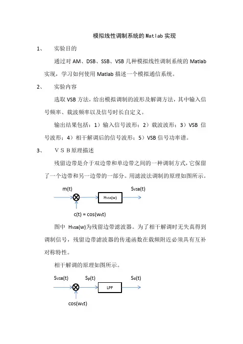 模拟线性调制系统的matlab实现