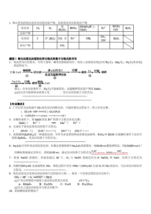 2020高考化学工艺流程专题训练