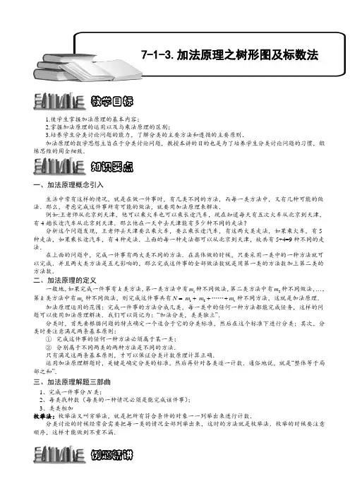 小学奥数精讲  加法原理之树形图及标数法教师版