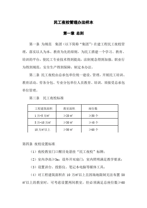 民工夜校管理办法样本