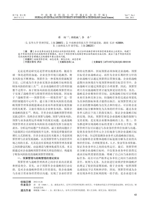 动态环境下基于财务风险防范的战略预算管理模式