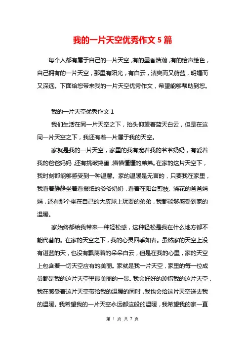 我的一片天空优秀作文5篇