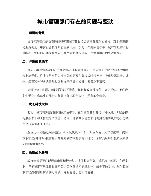 城市管理部门存在的问题与整改