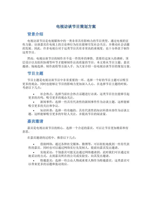 电视访谈节目策划方案