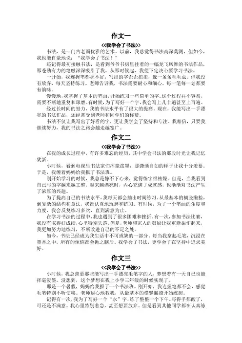 我学会了书法作文350字
