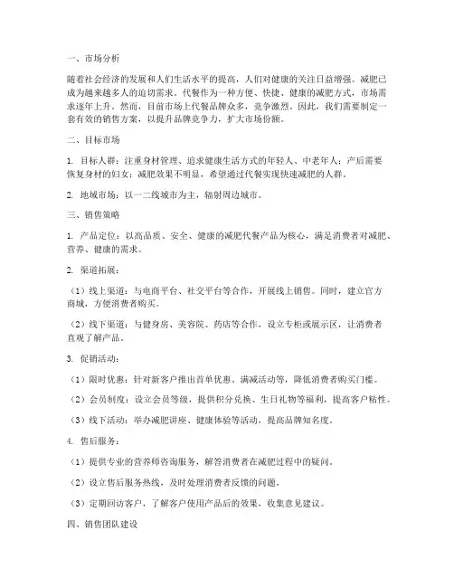 减肥代餐销售方案