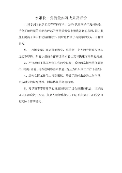 水准仪I角测量实习成果及评价