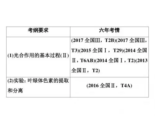 2019年高考生物人教版一轮复习课件：第一部分 第三单元 第9讲 光合作用