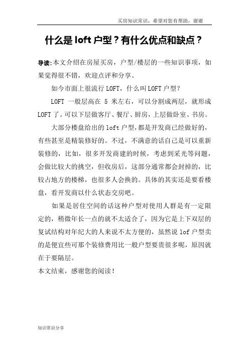 什么是loft户型？有什么优点和缺点？