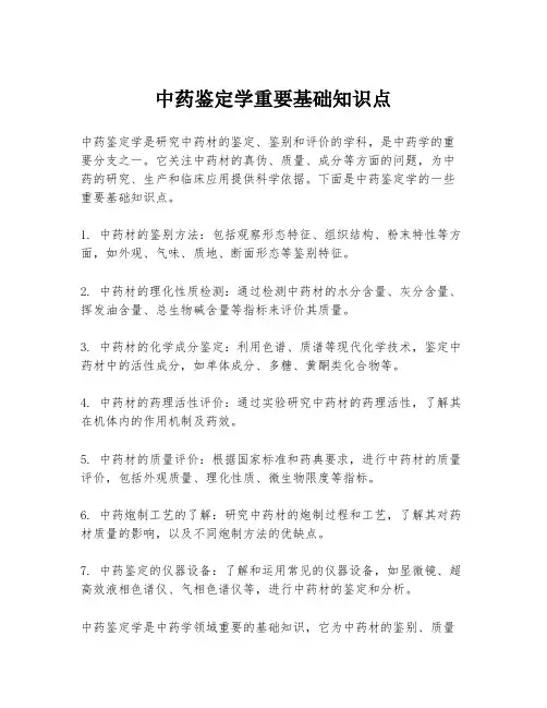 中药鉴定学重要基础知识点