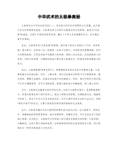 中华武术的太极拳奥秘