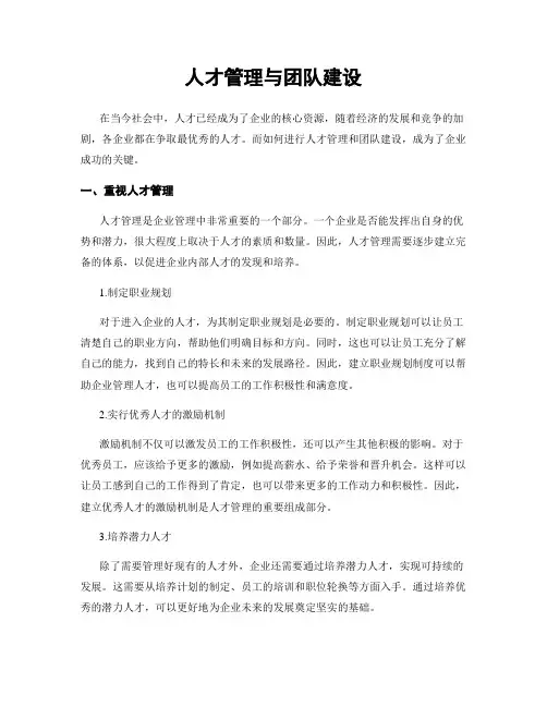 人才管理与团队建设