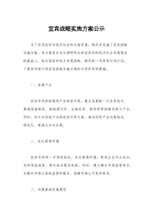 宜宾战略实施方案公示