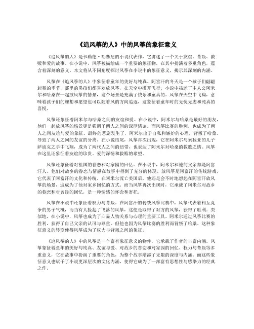 《追风筝的人》中的风筝的象征意义
