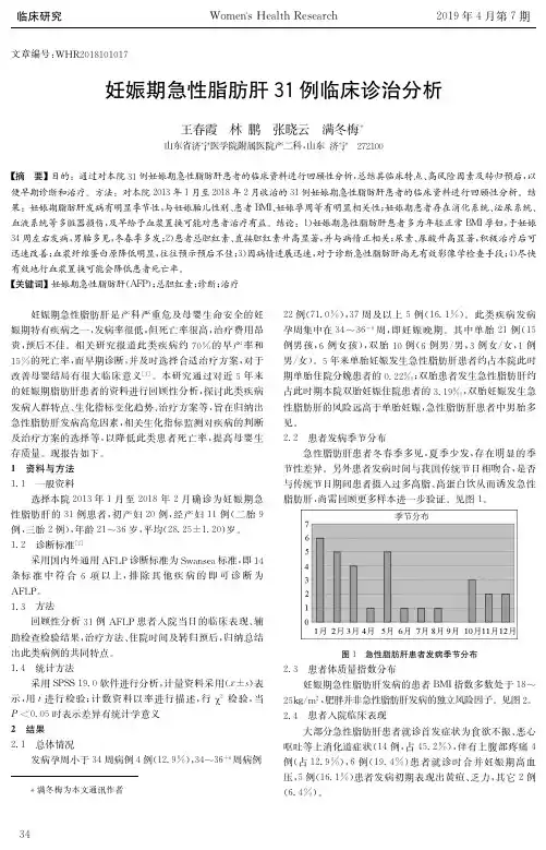妊娠期急性脂肪肝31例临床诊治分析